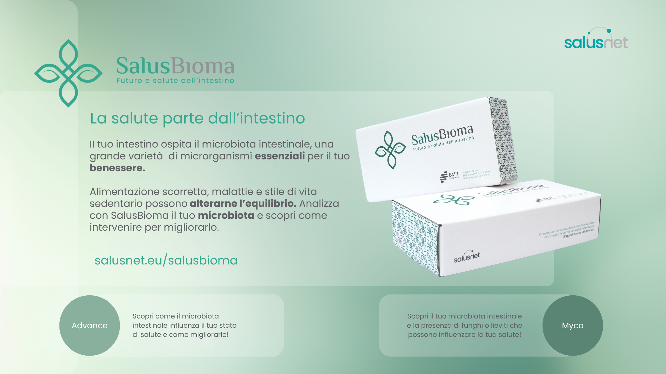 Test microbiota intestinale SalusBioma Advance per analisi della flora batterica intestinale e disbiosi